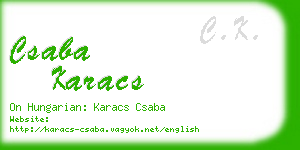 csaba karacs business card